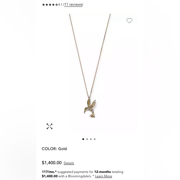 Diamond Hummingbird Pendant Necklace in 14K Yellow Gold, 0.09 ct. t.w. - Picture 6 of 8